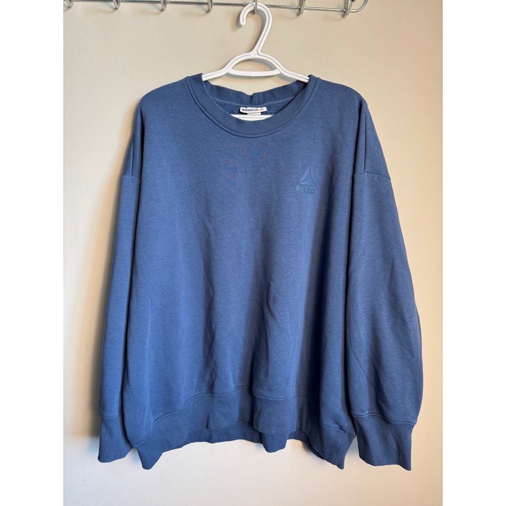 Reebok Mens Blue Crewneck Sweatshirt XL Athletic Streetwear Basic Pullover